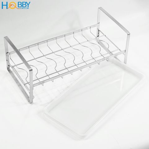 Kệ úp chén 9 ngăn có khay nhựa nhỏ gọn Inox 304 Hobby Home Decor KUC9