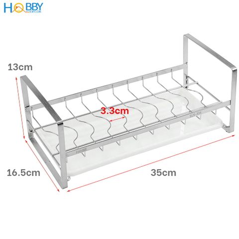 Kệ úp chén 9 ngăn có khay nhựa nhỏ gọn Inox 304 Hobby Home Decor KUC9