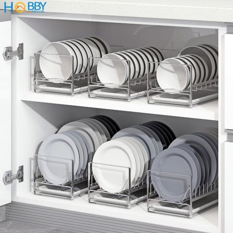 Kệ đựng đĩa 12 ngăn inox 304 có khay hứng nước HOBBY Home Decor KUDN12