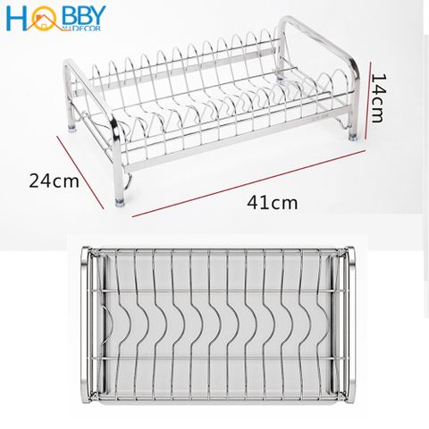 Kệ úp đĩa lớn nhỏ Inox 304 Hobby home decor KUD14 có khay hứng nước
