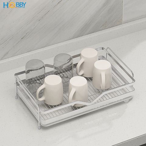 Kệ úp ly chén kèm khay nhựa inox 304 Hobby home decor KUL2 ngang 39cm