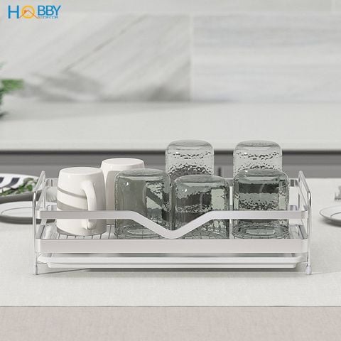 Kệ úp ly chén kèm khay nhựa inox 304 Hobby home decor KUL2 ngang 39cm