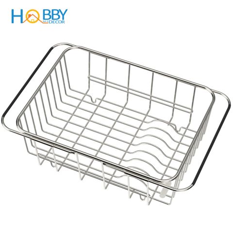 Khay để chén đĩa trái cây gác trên bồn rửa chén Hobby Home Decor KDC3 inox 304 điều chỉnh được