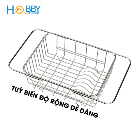 Khay để chén đĩa rau quả gác chậu rửa inox 304 Hobby Home Decor KDC3