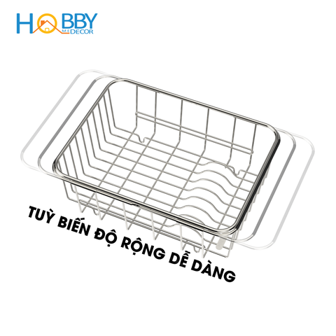 Khay để chén đĩa rau quả gác chậu rửa inox 304 Hobby Home Decor KDC3