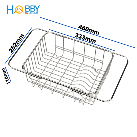 Khay để chén đĩa rau quả gác chậu rửa inox 304 Hobby Home Decor KDC3