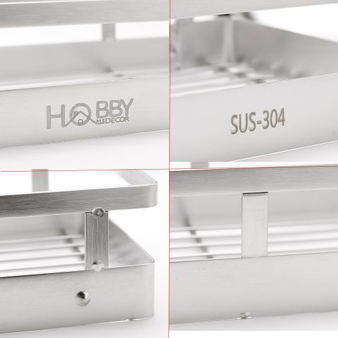 Kệ đựng gia vị inox 304 dán tường Hobby home decor KGV size tùy chọn