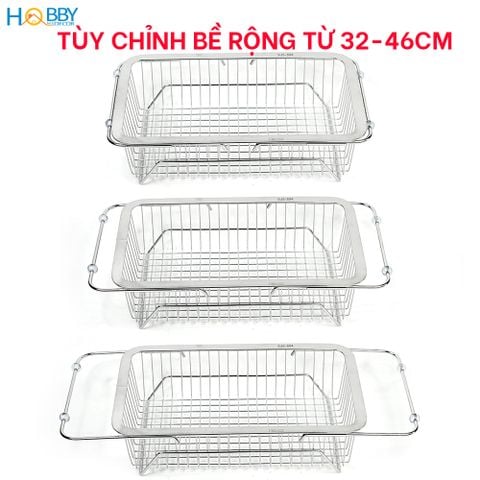 Khay đựng chén đĩa gác bồn rửa chén co giãn inox 304 Hobby home decor KDC5