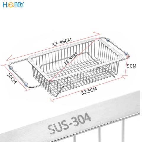 Khay đựng chén đĩa gác bồn rửa chén co giãn inox 304 Hobby home decor KDC5