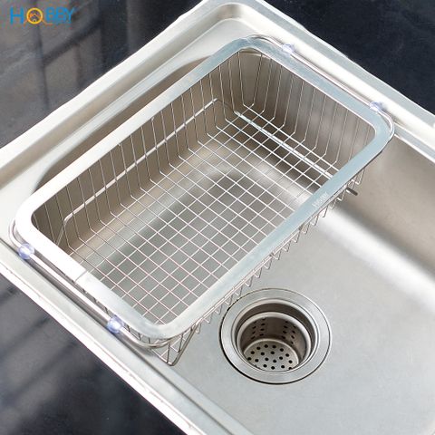 Khay đựng chén đĩa gác bồn rửa chén co giãn inox 304 Hobby home decor KDC5