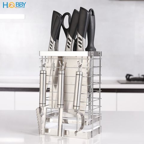 Khay cắm dao kéo Inox 304 Hobby DD3M kèm 3 móc treo và khay hứng nước - không rỉ sét