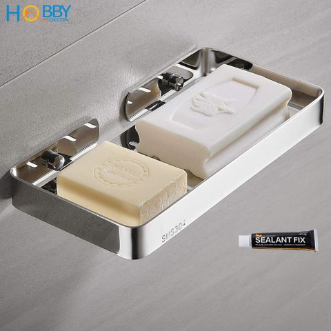 Kệ đựng xà phòng HOBBY SB6 Inox 304 dán tường gạch men hoặc khoan tường - loại lớn cao cấp