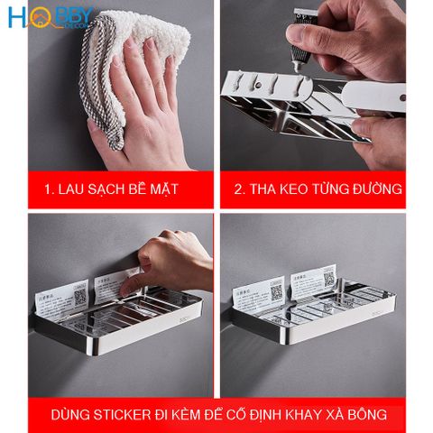 Khay đựng xà bông cục mẫu lớn inox 304 sơn đen Hobby home decor SB7