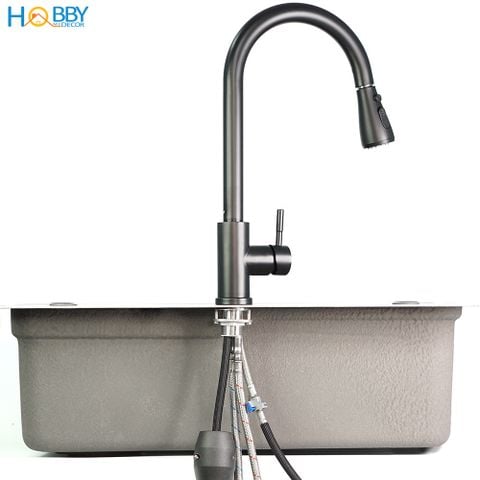 Vòi rửa chén nóng lạnh Inox 304 dây rút 3 chế độ Hobby Home Decor VDR6