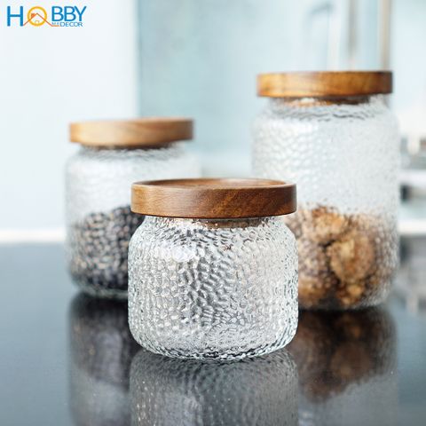 Hủ đựng gia vị thủy tinh nắp gỗ decor HOBBY Home Decor HTL1 nắp ...