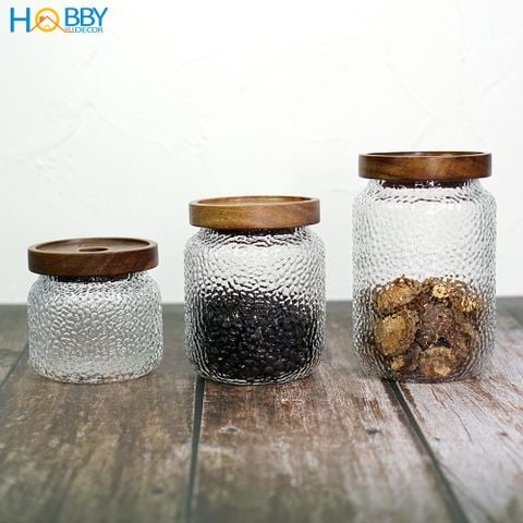 Hủ đựng gia vị thủy tinh nắp gỗ decor HOBBY Home Decor HTL1 nắp ...