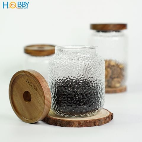 Hủ đựng gia vị thủy tinh nắp gỗ decor HOBBY Home Decor HTL1 - 3 size tùy chọn 300-500-700ml - nắp kín hơi