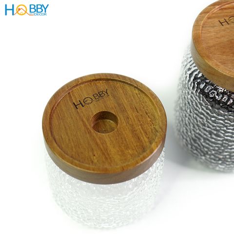 Hủ đựng gia vị thủy tinh nắp gỗ decor HOBBY Home Decor HTL1