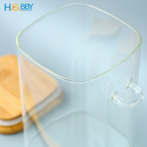 Hủ thủy tinh đựng hạt nắp gỗ có muỗng HOBBY Home Decor LTT1 nắp kín