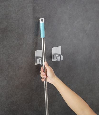 Combo 2 móc treo cán chổi dán tường inox 304 Hobby home decor CV2
