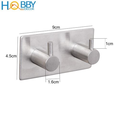 Móc treo quần áo 2 chấu dán tường inox 304 Hobby home decor 2TV160