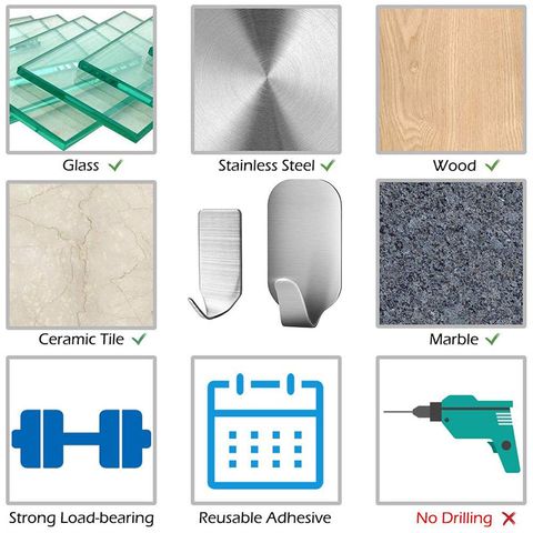 Combo 8 móc treo đồ inox 304 dán tường tiện dụng Hobby home decor 3055