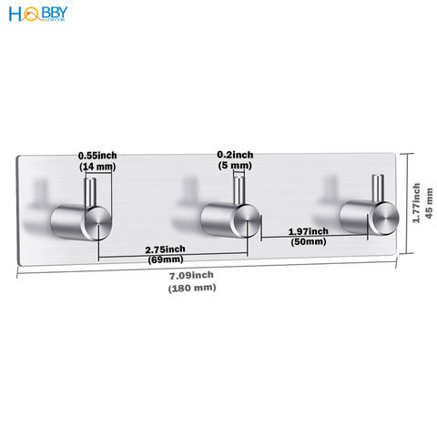 Móc treo quần áo dán tường 3 chấu inox 304 Hobby Home Decor 3TV160
