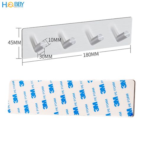 Móc treo quần áo 4 chấu inox 304 dán tường Hobby home decor 4V110