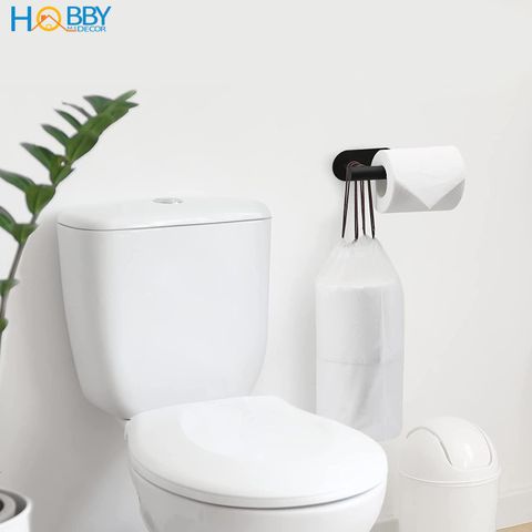 Kệ để giấy vệ sinh inox 304 sơn đen dán tường HOBBY Home Decor G17 có keo dán