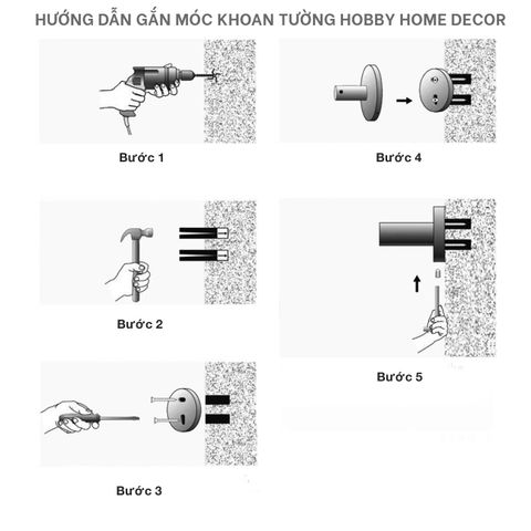 Móc treo đồ quần áo inox 304 sơn xám mẫu khoan Hobby home decor MT1X