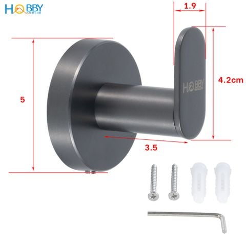 Móc treo đồ quần áo inox 304 sơn xám mẫu khoan Hobby home decor MT1X