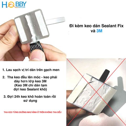 Bộ 4 móc treo đồ dán tường chịu lực cao loại lớn Hobby Home Decor V137