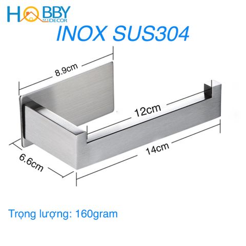 Kệ để cuộn giấy vệ sinh dán tường inox 304 Hobby Home Decor G12