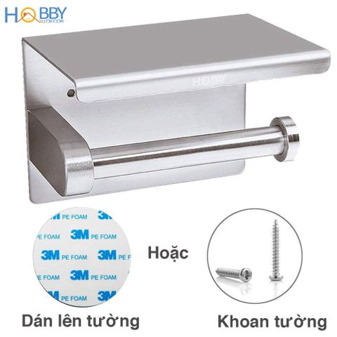 Kệ đựng cuộn giấy vệ sinh có mái che dán tường inox 304 Hobby Home Decor G3
