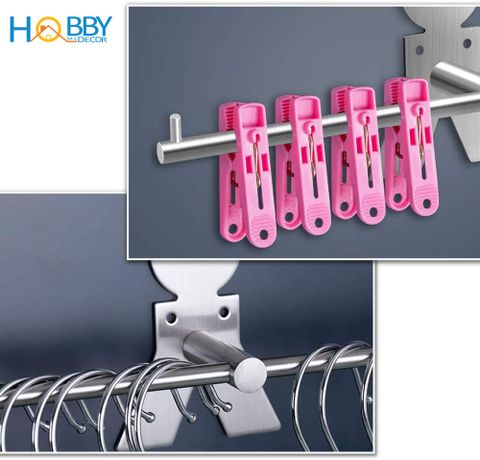 Giá treo móc phơi quần áo gắn tường Hobby home decor GPM3 có keo dán