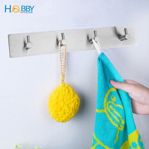 Thanh treo quần áo dán tường 4 chấu inox 304 HOBBY home decor 4TV160