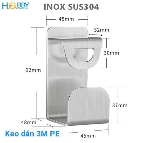 Móc treo thau chậu dán tường inox 304 Hobby home decor MTT
