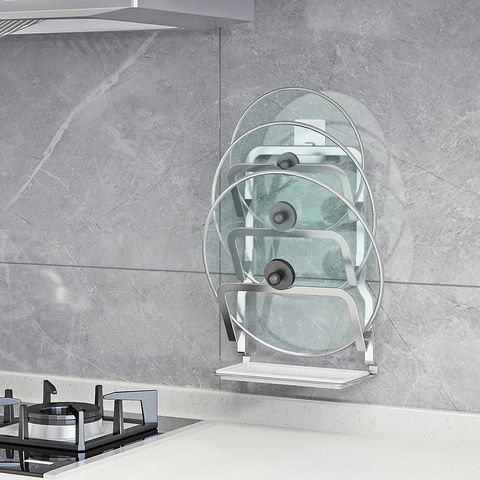 Kệ để nắp vung nồi 3 tầng inox 304 dán tường Hobby home decor TT03