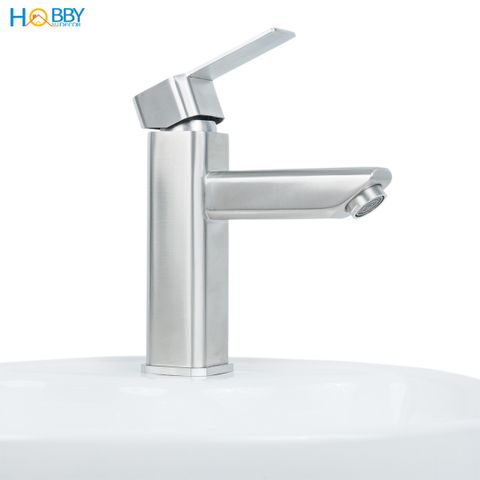 Vòi chậu rửa mặt nóng lạnh thân vuông inox 304 Hobby home decor VRM12