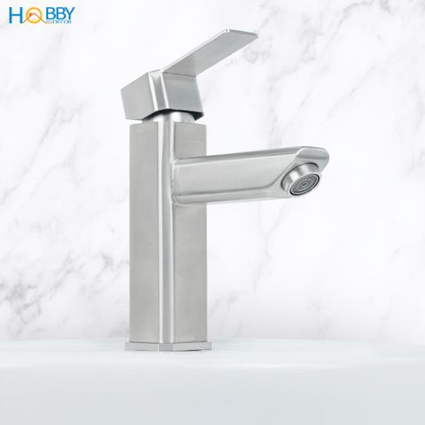 Vòi chậu rửa mặt nóng lạnh thân vuông inox 304 Hobby home decor VRM12