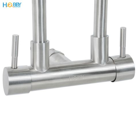 Vòi rửa chén gắn tường 2 đầu xả tăng áp inox 304 Hobby home decor G2T