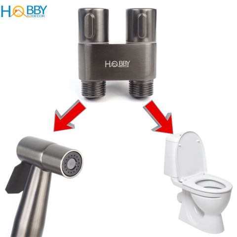 Vòi xịt vệ sinh toilet dây lò xo đa năng kèm van nước bồn cầu màu xám Hobby Home Decor VSR4F