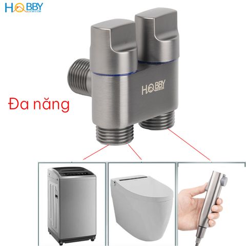 Bộ vòi xịt rửa toilet có van đa năng màu xám Hobby home decor VSR9 inox 304 dây lò xo