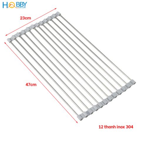 Kệ xếp gọn để đồ rửa chén gác lên bồn rửa Hobby Home Decor KXG 12 thanh inox 304