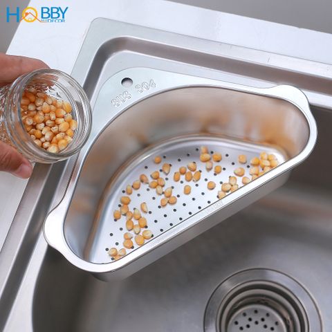 Rổ treo góc chậu rửa chén đa năng tiện dụng Inox 304 Hobby Home Decor KGC1