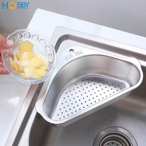 Rổ treo góc chậu rửa chén đa năng tiện dụng Inox 304 Hobby Home Decor KGC1