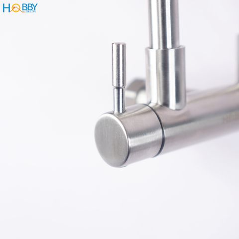 Vòi rửa chén gắn tường 2 đầu lạnh tăng áp Hobby Home Decor G2LX Inox 304 không rỉ sét