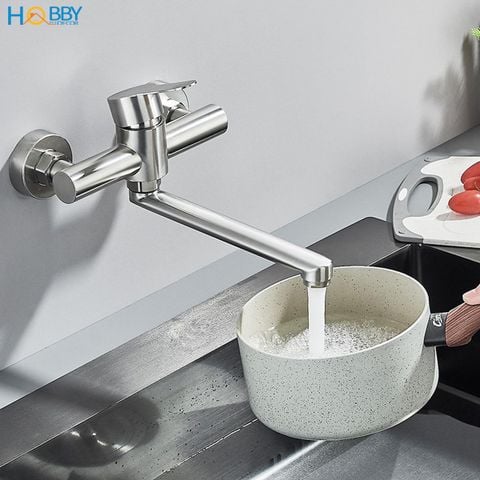 Vòi rửa chén nóng lạnh gắn tường Inox 304 Hobby Home Decor ANL1