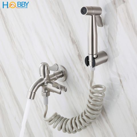 Bộ vòi xịt vệ sinh kèm vòi xả inox 304 dây lò xo Hobby Home Decor GXLX