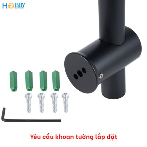 Thanh treo tay sen tắm cơ động inox 304 sơn đen Hobby home decor GVST3